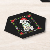 Weißer Boxerhund hässlicher Weihnachtspullover lus Untersetzer (angewinkelt)