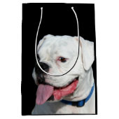 Weißer Boxerhund Mittlere Geschenktüte (Vorderseite)