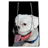 Weißer Boxerhund Mittlere Geschenktüte (Rückseite)