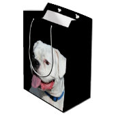 Weißer Boxerhund Mittlere Geschenktüte (Rückseite Schrägansicht)