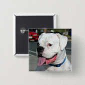 Weißer Boxerknopf Button (Vorne & Hinten)