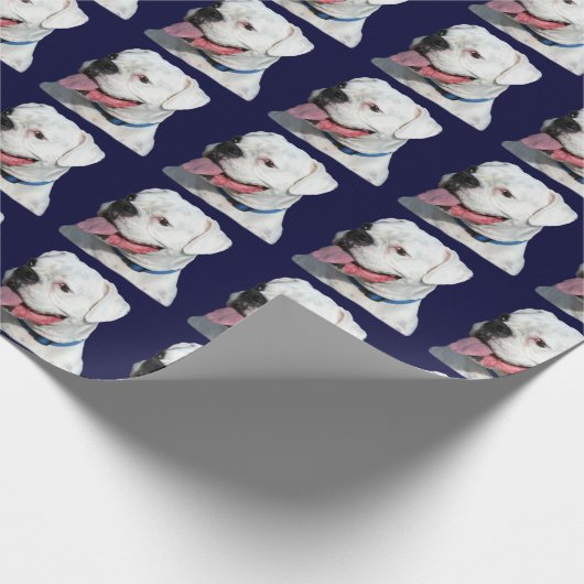 Weißer Boxhund Geschenkpapier (Ecke)