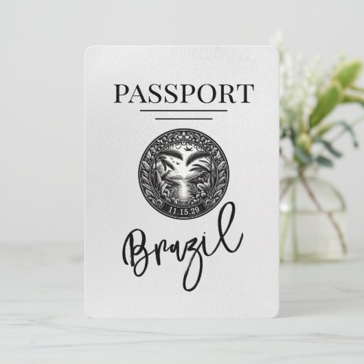Weißer Brasilien-Pass Save the Date (Stehend Vorderseite)