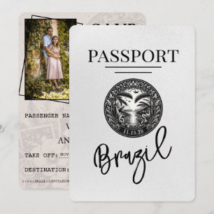 Weißer Brasilien-Pass Save the Date
