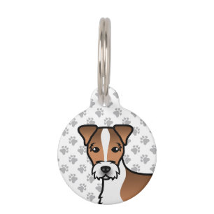 Weißer & brauner Jack Russell Terrier mit rauem Fe Haustiermarke