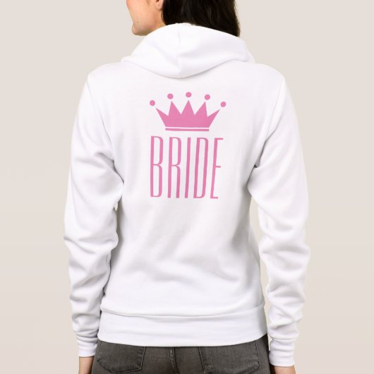 Weißer Brautjunge mit rosa Kronendesign Hoodie (Rückseite)