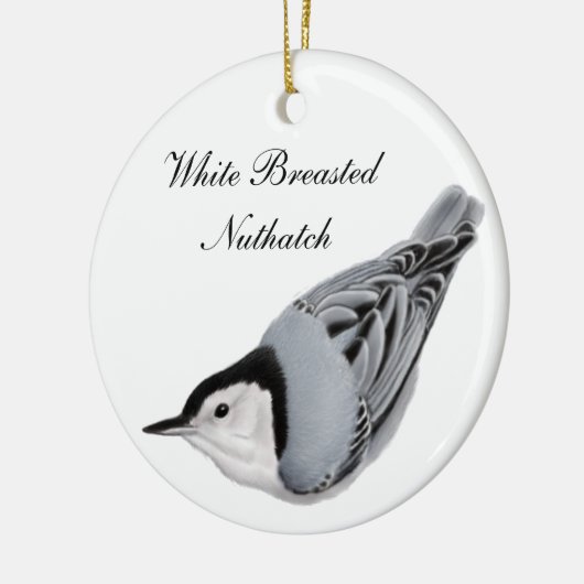 Weißer Breasted Kleiber-wilde Vogel-Verzierung Keramikornament (Links)