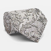 Weißer Brokat-Damast Krawatte (Gerollt)