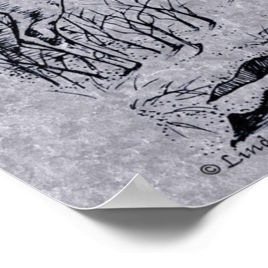 Weißer Buchenbrauer-Buchse Zeichnend Bach Poster (Ecke)