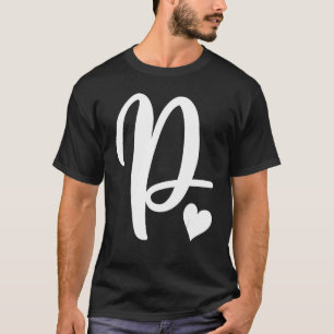 weißer Buchstabe P Monogramm initial minimalistisc T-Shirt
