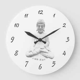 Weißer Buddha Große Wanduhr