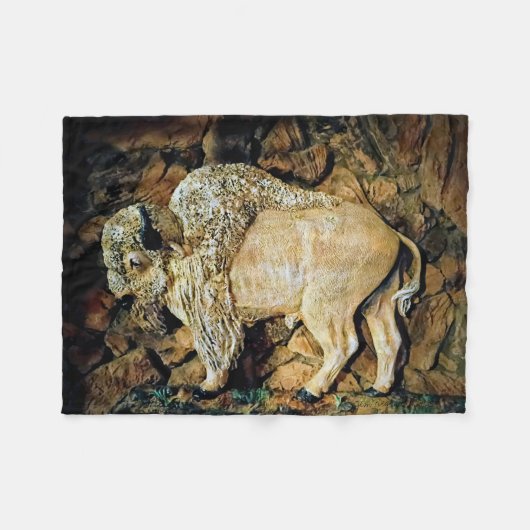 "Weißer Büffel" Originalkunst Fleecedecke (Vorderseite (Horizontal))