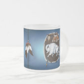 Weißer Büffel-Schild-blaue Tassen (VorderseiteRechts)