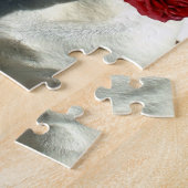 Weißer Bulldog mit Rose Puzzle (Seite)