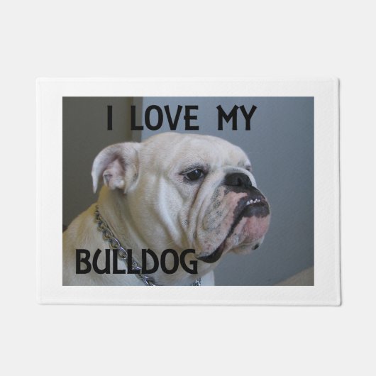 weißer Bulldoggen-Liebe w pic Fußmatte (Vorderseite)