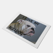 weißer Bulldoggen-Liebe w pic Fußmatte (Schrägansicht)