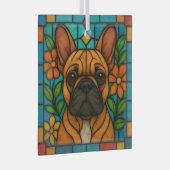 Weißer Bulldoghund "gesteinigtes Glas" Ornament Aus Glas (Vorderseite Rechts)