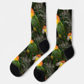 Weißer Bündner Kaikpapagei mit Bambusbaum Socken (Linkes Detail)