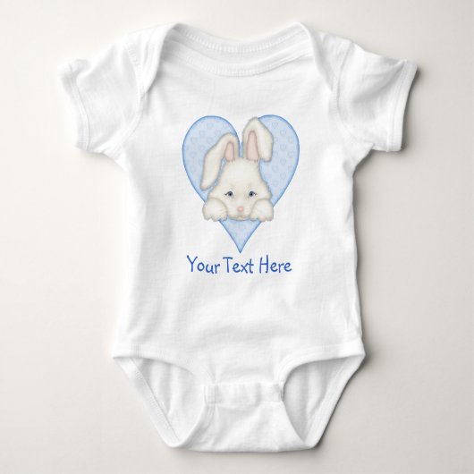 Weißer Bunny - Blau Baby Strampler (Vorderseite)