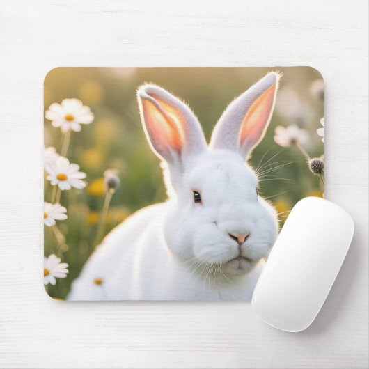 Weißer Bunny in Daisis Mousepad (Mit Mouse)