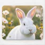 Weißer Bunny in Daisis Mousepad (Vorne)
