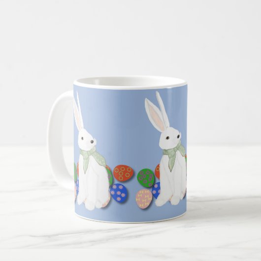 Weißer Bunny und Eier Kaffeetasse (Vorderseite Links)