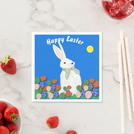 Weißer Bunny und Eier Serviette (Beispiel)