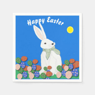Weißer Bunny und Eier Serviette