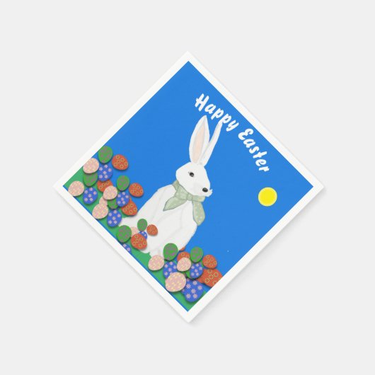 Weißer Bunny und Eier Serviette (Ecke)