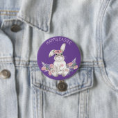 Weißer Bunny von Aquarell - Frohes Ostern Button (Beispiel)
