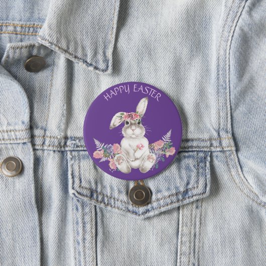 Weißer Bunny von Aquarell - Frohes Ostern Button (Beispiel)