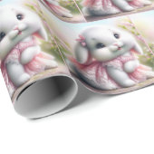 Weißer Bunny Wear Pink Lace Dress Geschenkpapier (Rolleneckpunkt)