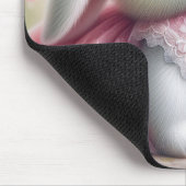 Weißer Bunny Wear Pink Lace Dress Mousepad (Ecke)