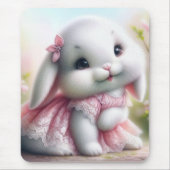 Weißer Bunny Wear Pink Lace Dress Mousepad (Vorne)