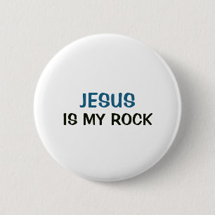 Weißer Button - Jesus ist mein Fels