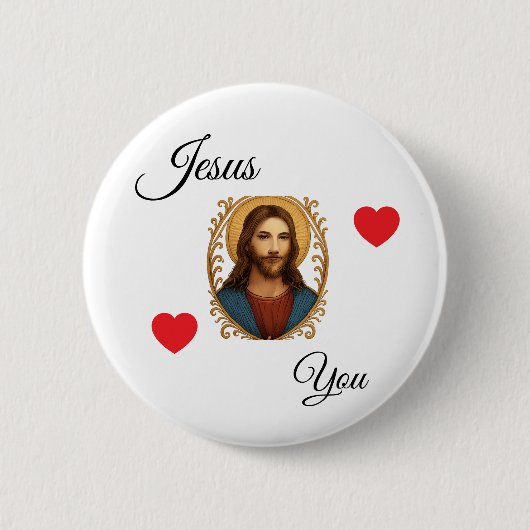 Weißer Button - Jesus liebt dich (Vorderseite)