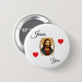 Weißer Button - Jesus liebt dich (Vorne & Hinten)