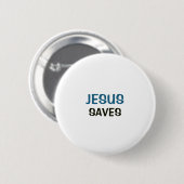 Weißer Button - Jesus rettet (Vorne & Hinten)