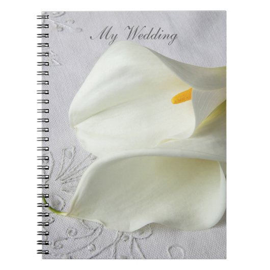Weißer Calla auf Leinenhochzeit Notizblock (Vorderseite)