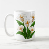 Weißer Calla-Lilien-Strauß mit grünen Blättern Kaffeetasse (Links)