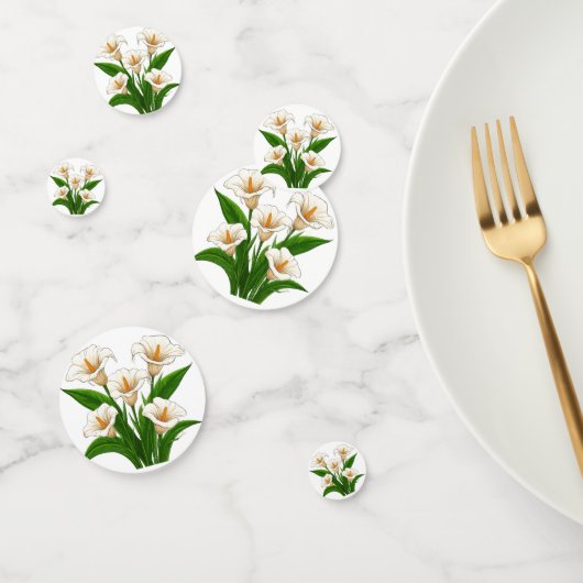 Weißer Calla-Lilien-Strauß mit grünen Blättern Konfetti (Gruppe)