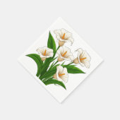 Weißer Calla-Lilien-Strauß mit grünen Blättern Serviette (Ecke)