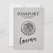 Weißer Cancun-Pass Save the Date (Rückseite)