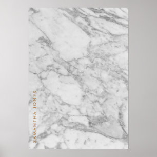 Weißer Carrara-Marmor Gold Klassisch Personalisier Poster