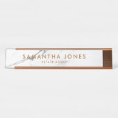 Weißer Carrara-Marmor Kupferklassiker Personalisie Schreibtischnamensplakette (Vorderseite )