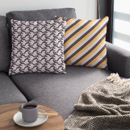 Weißer Cartoon Gänse Geometrisches Muster Dunkelgr Kissen