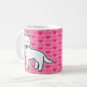 Weißer Cartoon Sibirische Liebe Husky Kaffeetasse (Vorderseite Links)