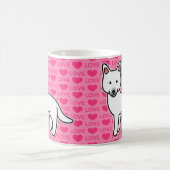Weißer Cartoon Sibirische Liebe Husky Kaffeetasse (Mittel)