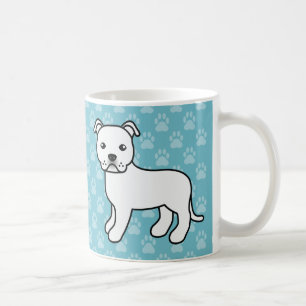 Weißer Cartoon Staffordshire Bull Terrier Kaffeetasse