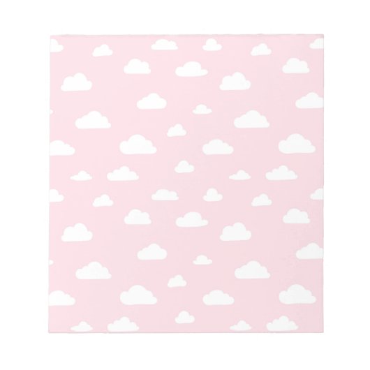 Weißer Cartoon Wolken auf rosa Hintergrundmuster Notizblock (Vorderseite)